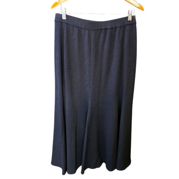 St John Black Fit Flare Elastic Waist Wool Blend Skirt 12 - Picture 1 of 5